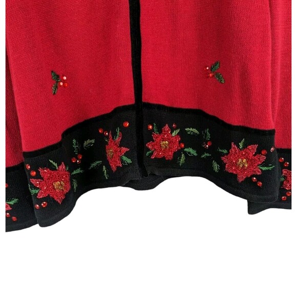 Tiara International Christmas Collection Poinsettia Cardigan Women's Sz XL EUC - Picture 4 of 12